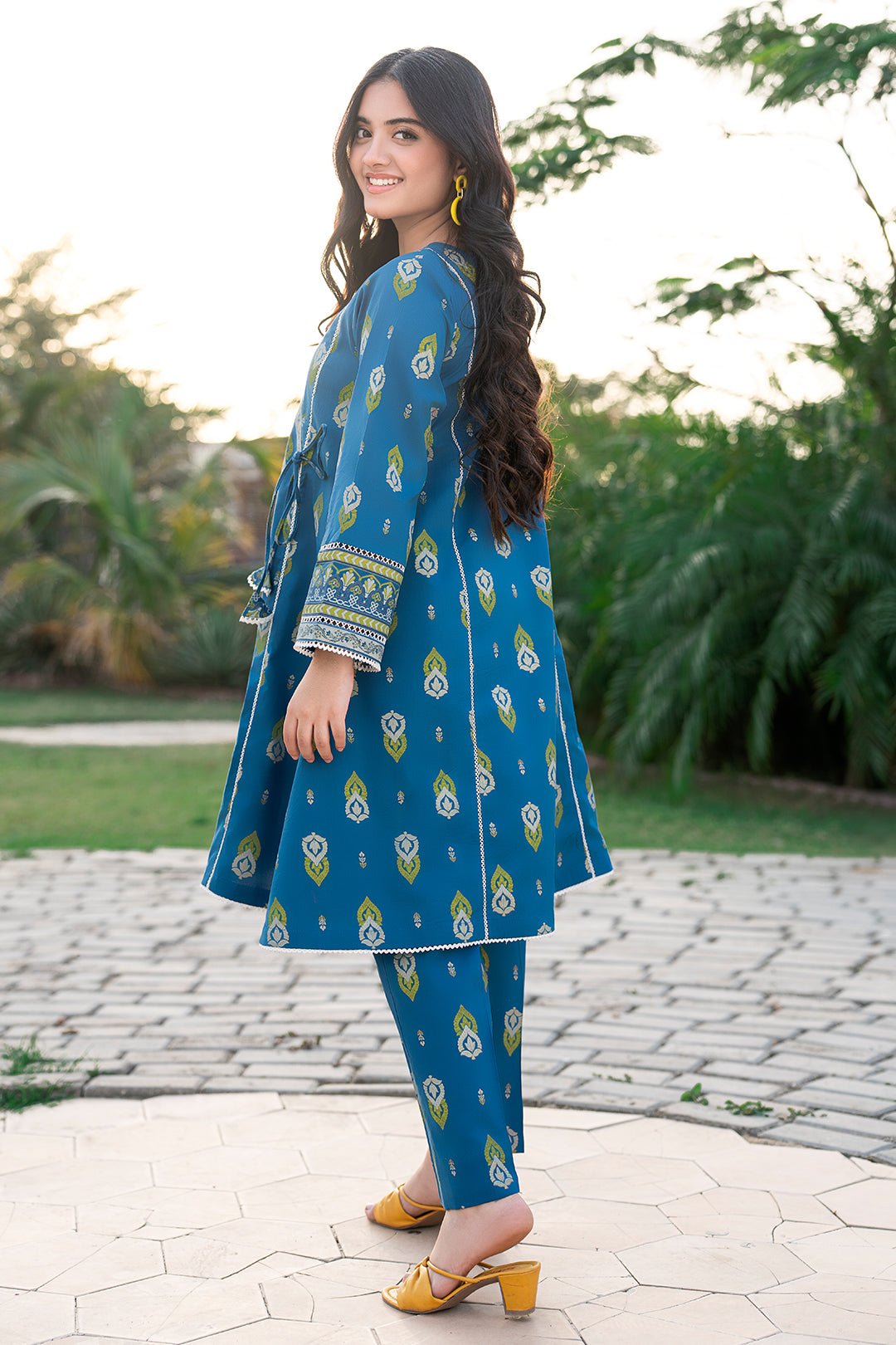 T-ALPRTW-059 Angrakha style printed frock and trouser