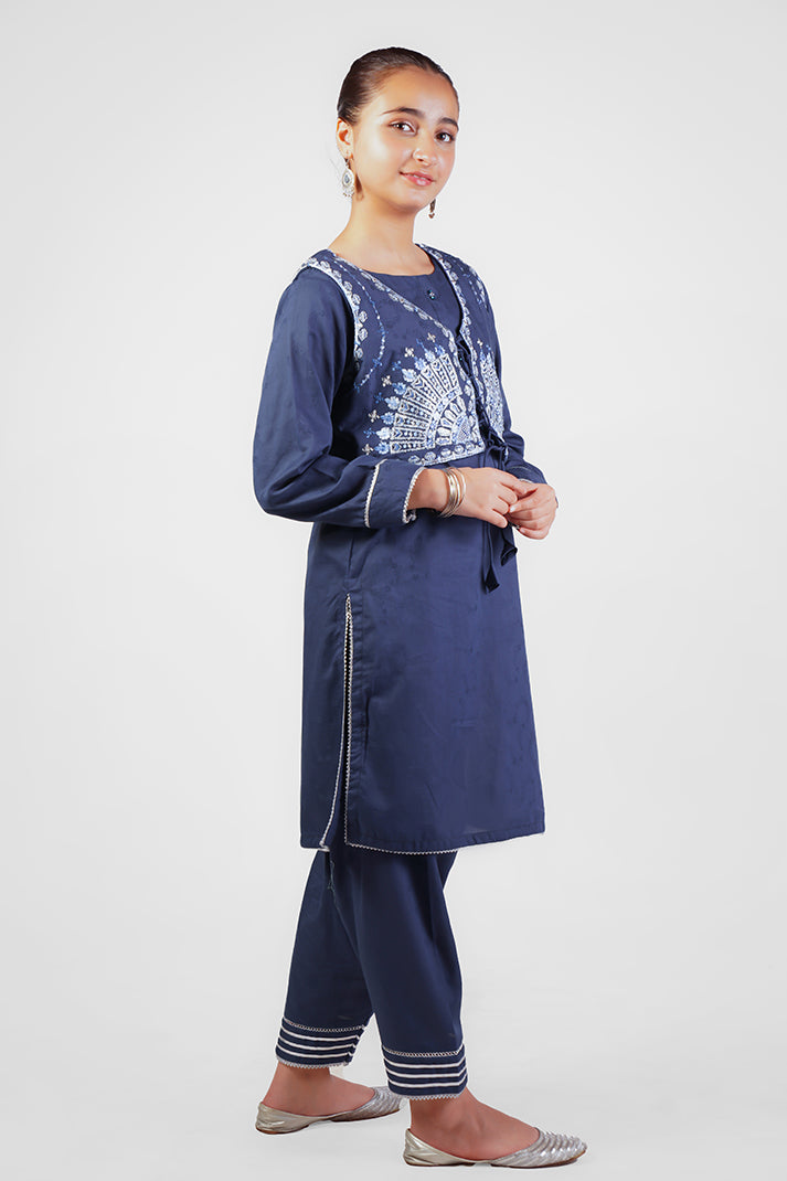 SFC-186 Plan frock Embroidered Kotti And Trouser
