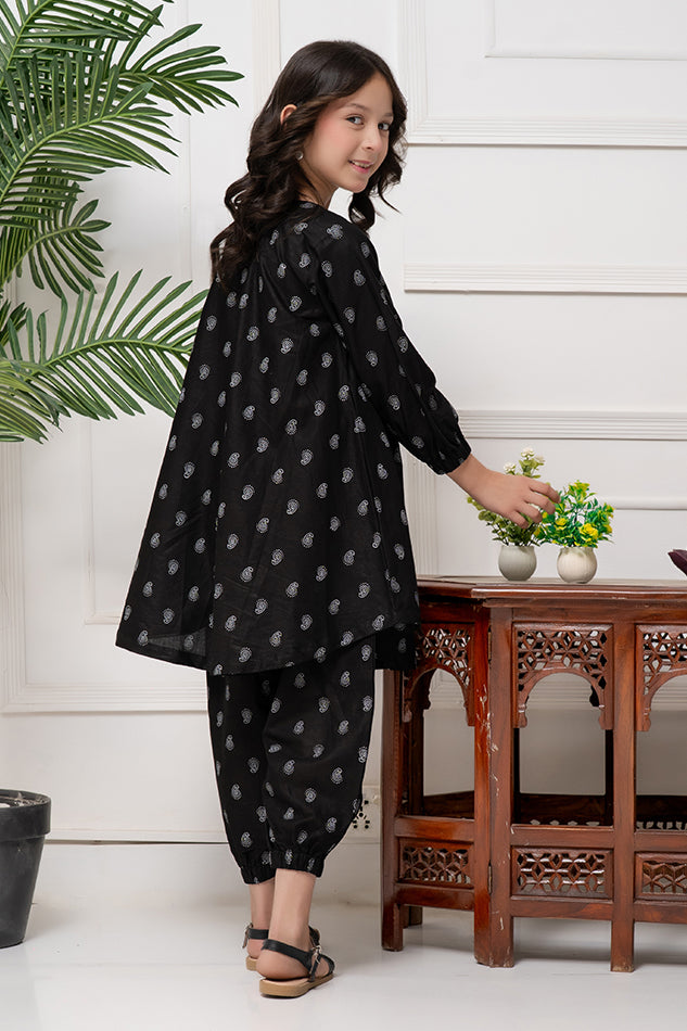 K-TP 026, Co-Ords, 2piece table printed, Black