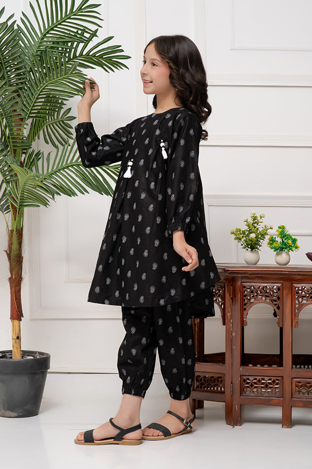 K-TP 026, Co-Ords, 2piece table printed, Black