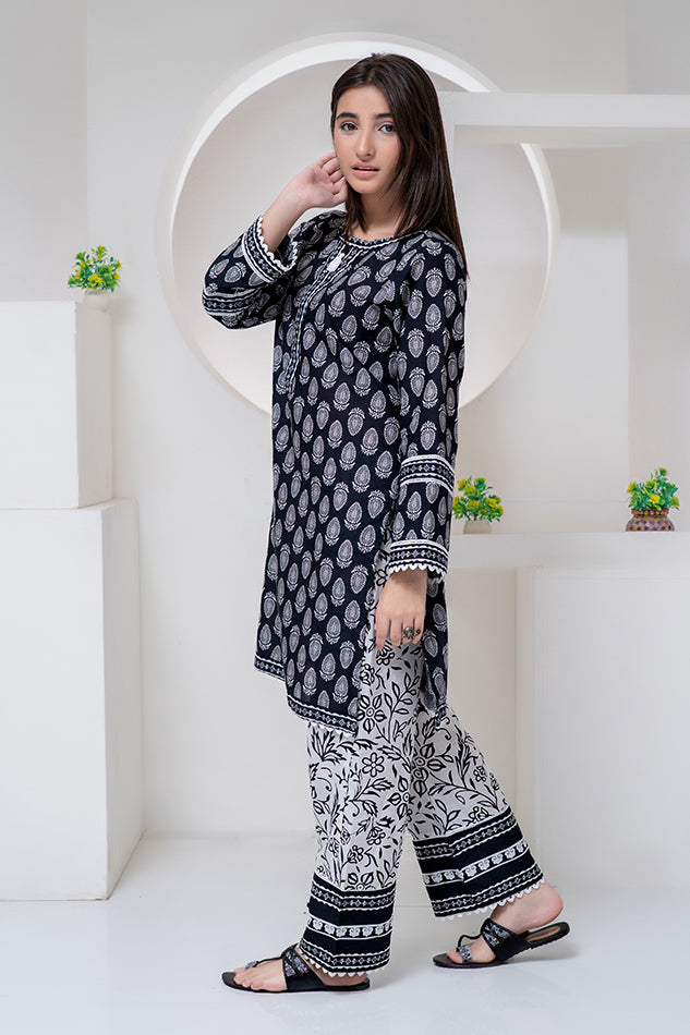 Cord-023, 2 piece printed, black and white