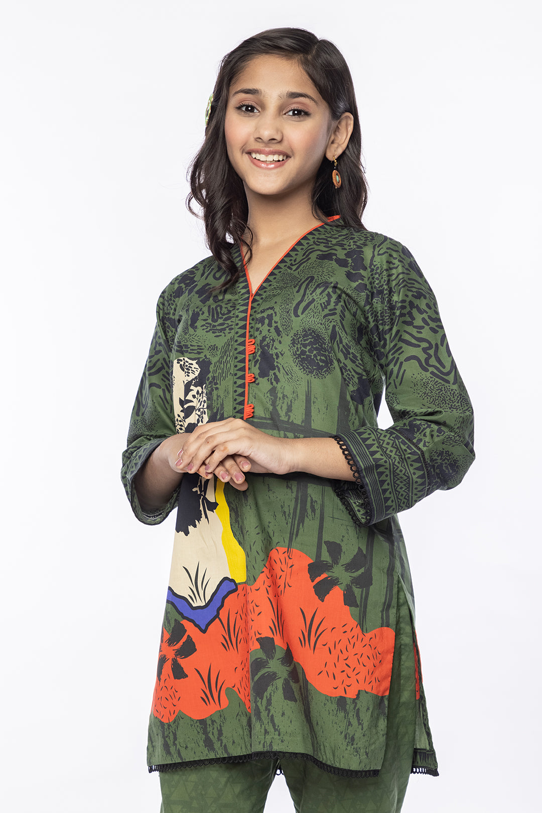 2Pcs Printed Lawn Suit Green SKU: MAC-025
