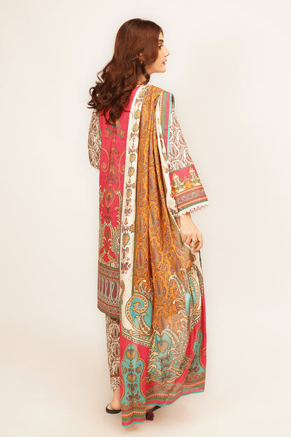 3Pcs Digital Printed Suit in Beige SKU: UN-004