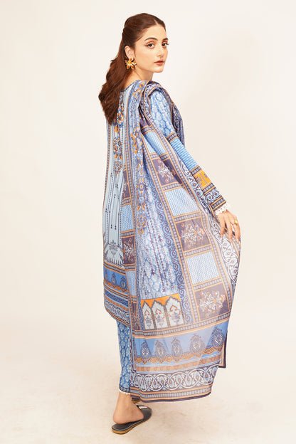 3Pcs Digital Printed Suit in Light Blue SKU: UN-011