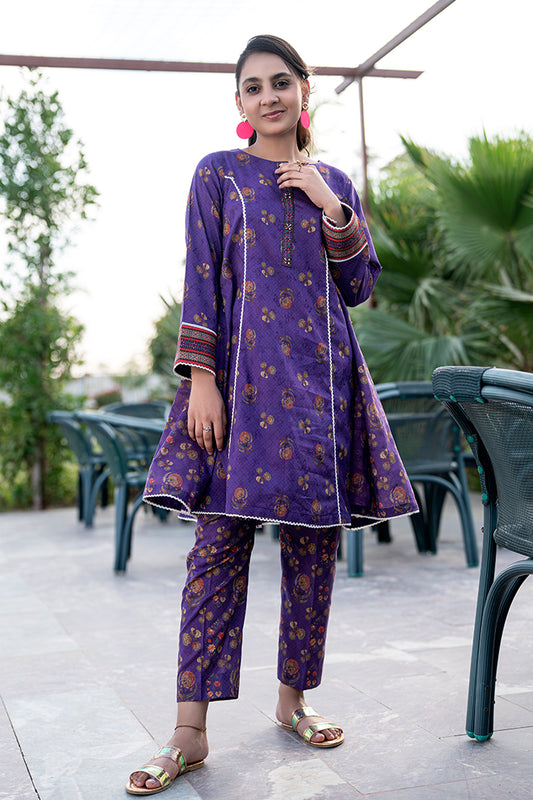 T-ALPRTW-030 All over printed dress with the pear of frock and trouser