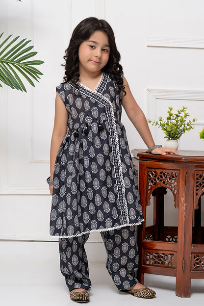 K-DP-023 Anrakha Frock With Trouser, 2piece printed
