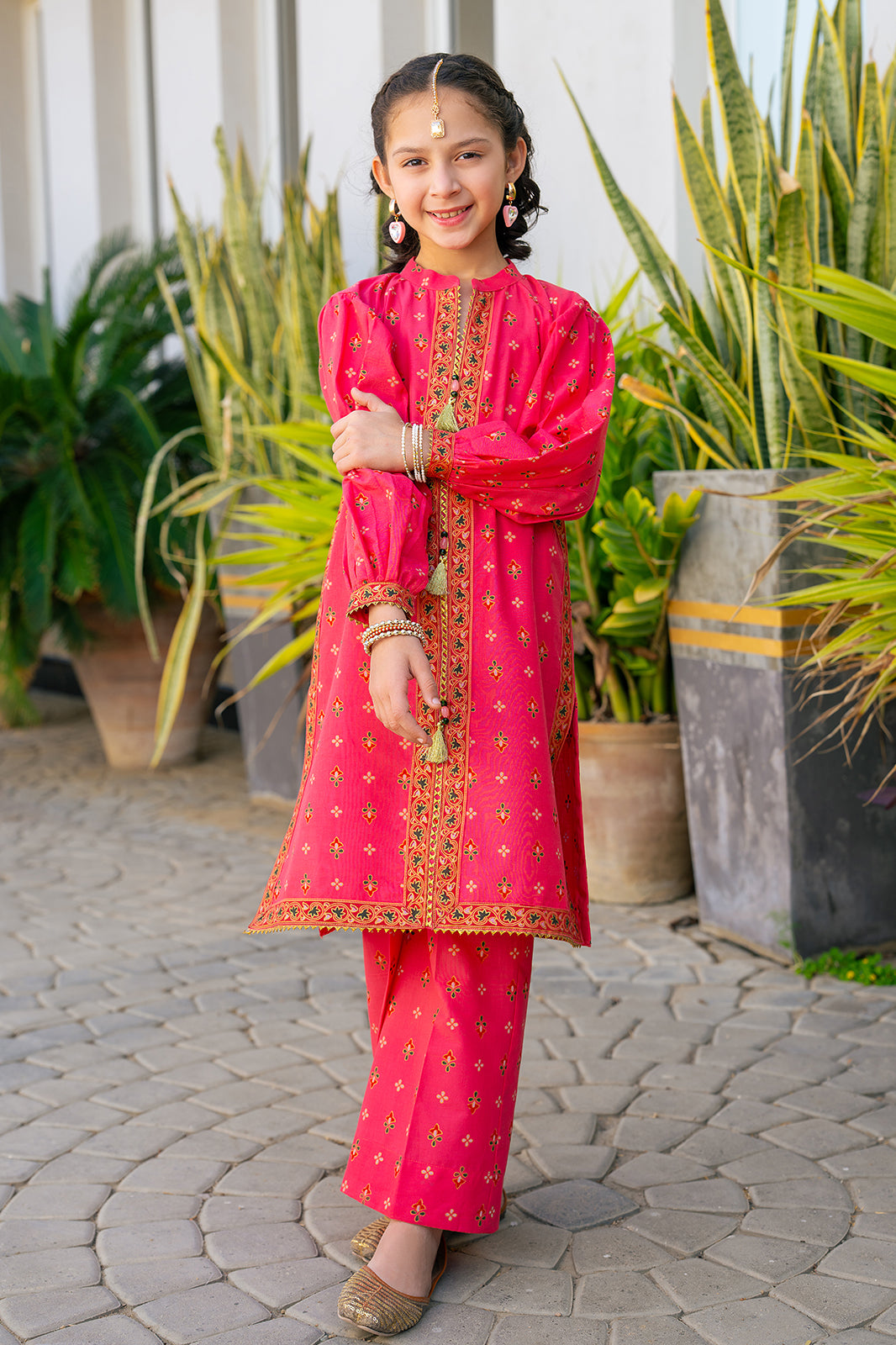 K-SFC-016 Screen Gold PRINTED SHIRT AND PLAZZO