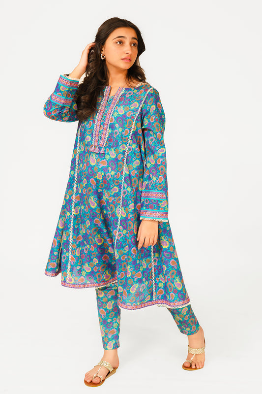 T-ALPRTW-035, ALL OVER  PRINTED Frock AND Trouser
