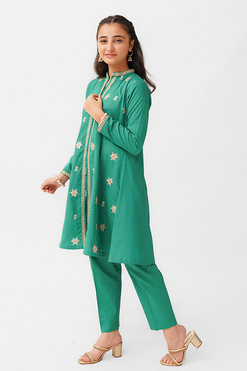 JK-PRT-009 Frock style Embroidery Dress