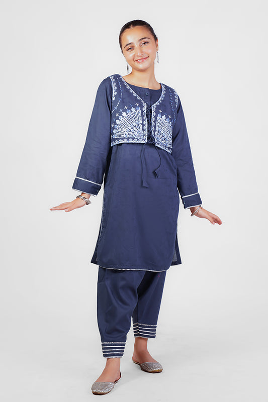 SFC-186 Plan frock Embroidered Kotti And Trouser