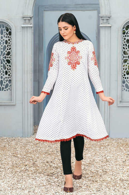 Printed and Embroidered Frock WEMB-003