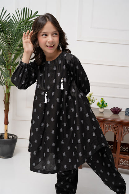K-TP 026, Co-Ords, 2piece table printed, Black