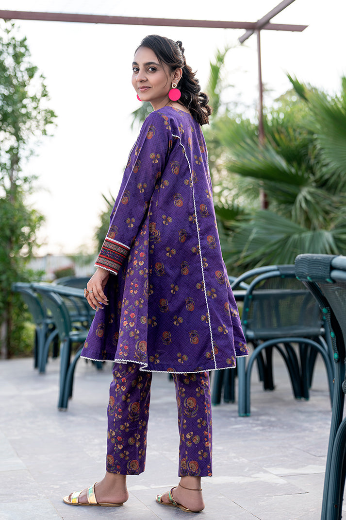 T-ALPRTW-030 All over printed dress with the pear of frock and trouser