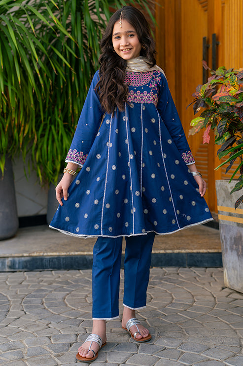 K-SFC-003,  Embroidered Shirt With Panel Table Print Dress