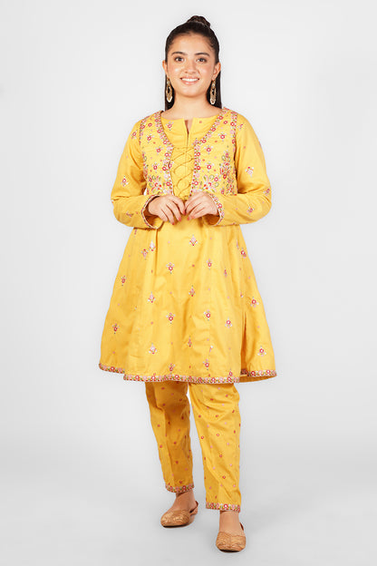 2PCS Plain Jacquard Suit in Yellow Tan SKU: SFC-192