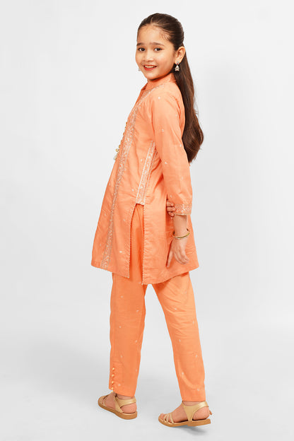 2PCS Embroidered Cotton Lawn Suit In Peach SKU: SFC-194