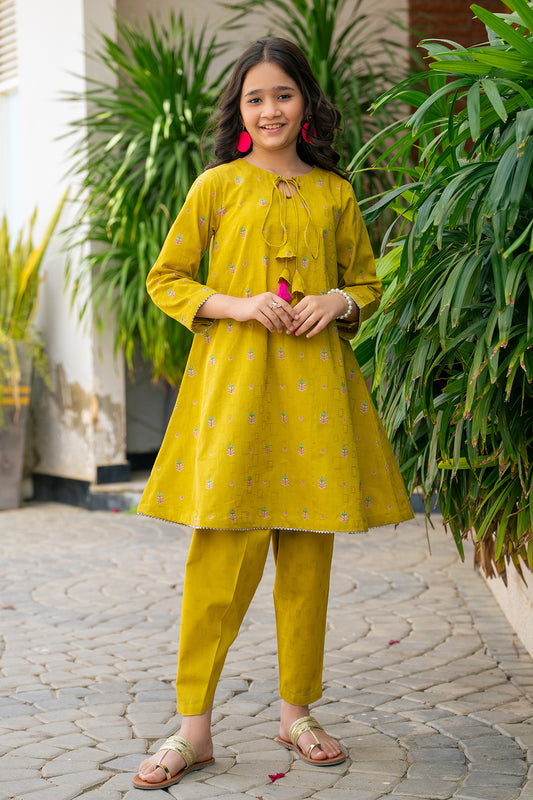 JK-PRT-002, TABLE PRINT ANGRAKHA FROCK AND STRAIGHT TROUSER