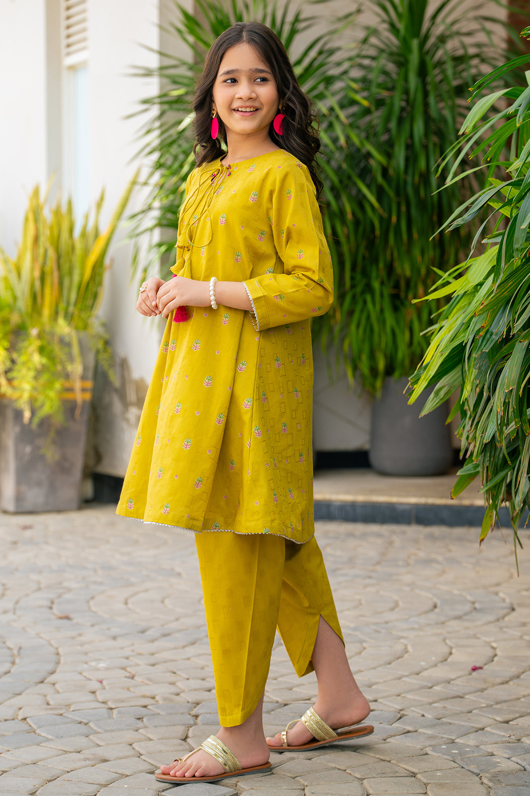 JK-PRT-002 TABLE PRINT ANGRAKHA FROCK AND STRAIGHT TROUSER