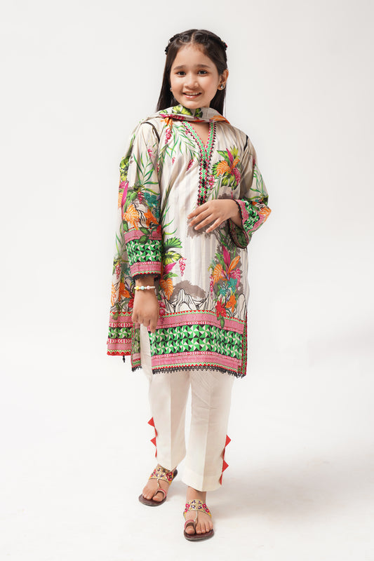 3Pcs Digital Printed Suit in Grey SKU: 3PCS-042