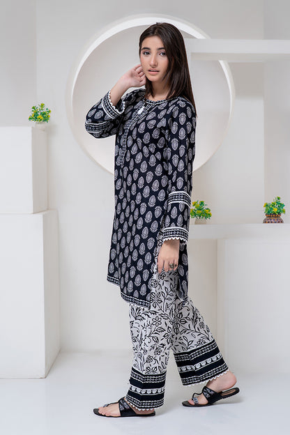 Cord-023, 2 piece printed, black and white
