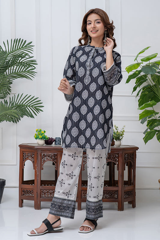 Cord-024, 2 piece printed, Black and White