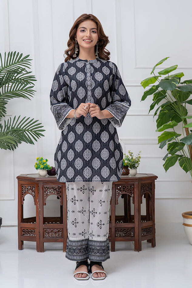 Cord-024, 2 piece printed, Black and White