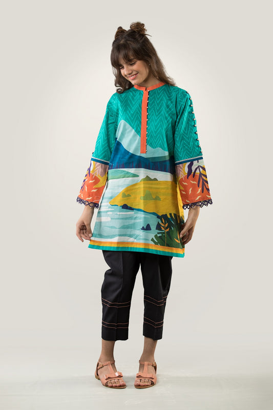 PRKT-041, POP ART Digital Printed Lawn Shirt & Cotton Trouser